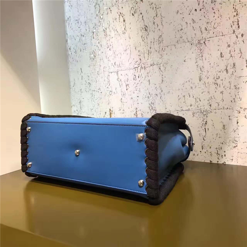 FENDI 芬迪7210 小牛皮革手提包 皮條穿孔 編繩肩帶 單提手