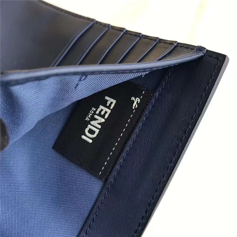 Fendi 芬迪 0383 2017年最新設計柔軟平紋小牛皮中夾 金屬環 藍色