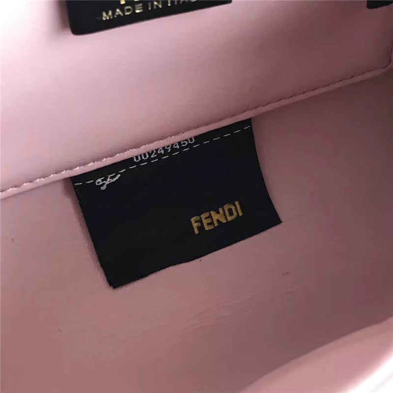 2305 Fendi 芬迪 2305 小牛皮 撞色拼皮迷你單肩鏈條包 粉色