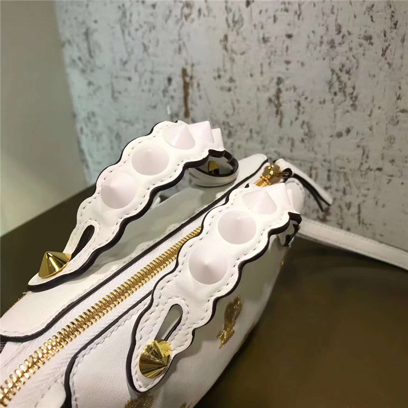 Fendi 芬迪 2017新款 By The way Mini 刺繡女士手提挎包 白色