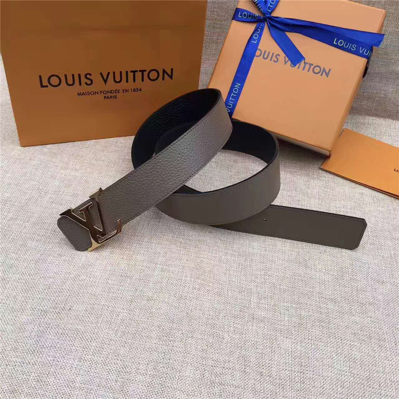 LV皮帶 原單品質 專柜新包裝 進口牛皮 手工縫線 雙面可用 灰色