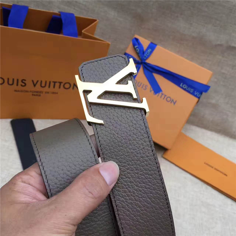 LV皮帶 原單品質 專柜新包裝 進口牛皮 手工縫線 雙面可用 灰色