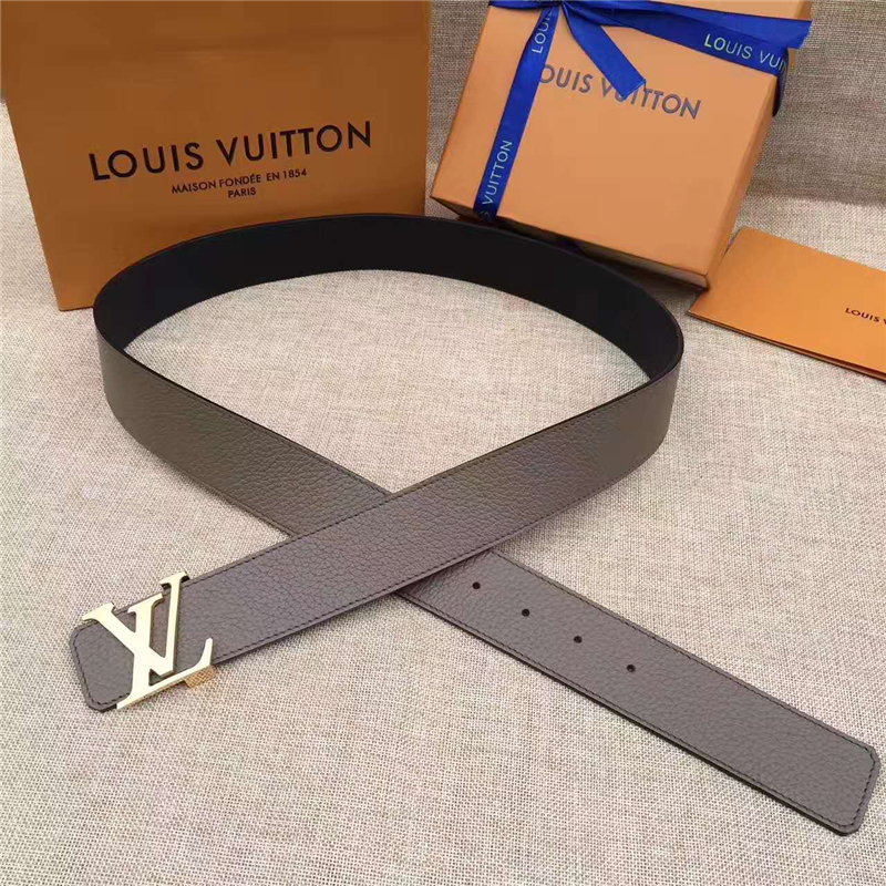 LV皮帶 原單品質 專柜新包裝 進口牛皮 手工縫線 雙面可用 灰色