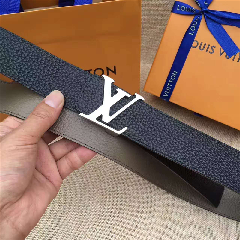 LV皮帶 原單品質 專柜新包裝 進口牛皮 手工縫線 雙面可用 灰色