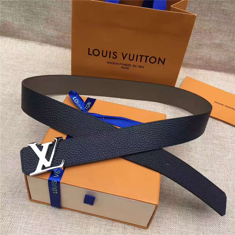 LV皮帶 原單品質 專柜新包裝 進口牛皮 手工縫線 雙面可用 灰色