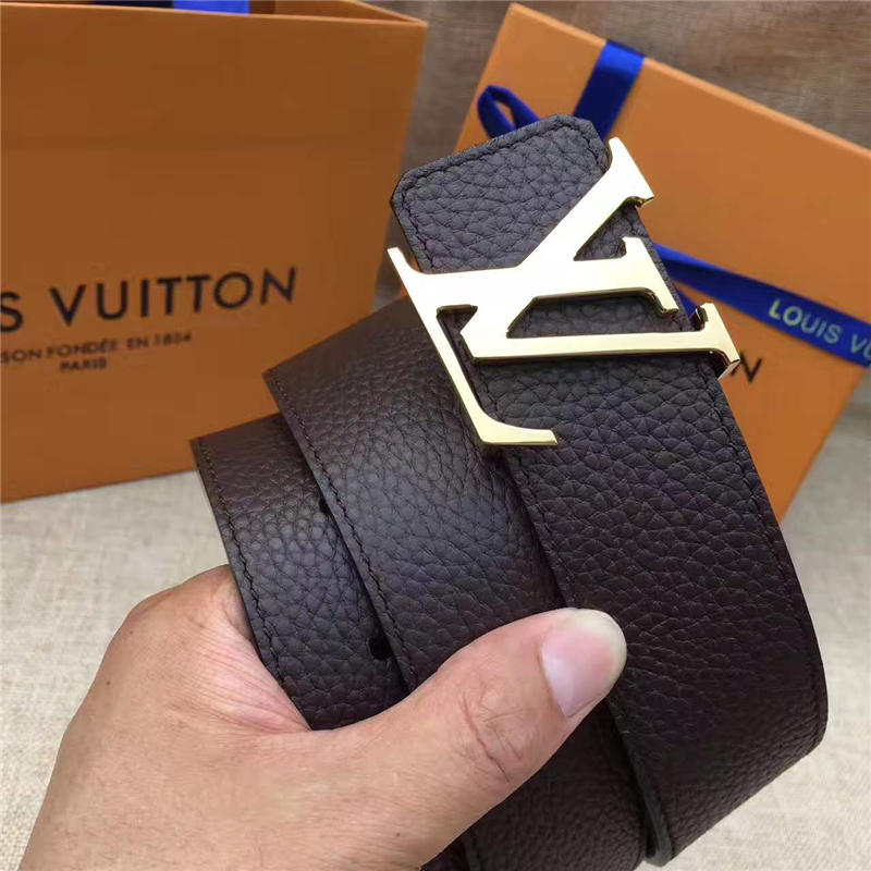 LV皮帶 原單品質 專柜新包裝 進口牛皮 手工縫線 雙面可用 深棕色