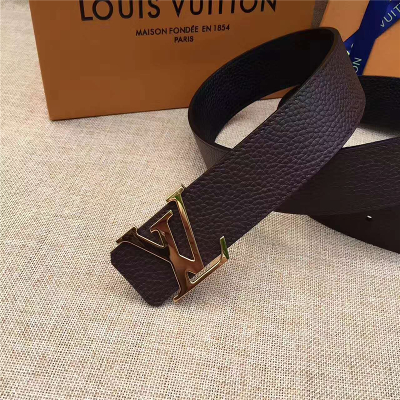 LV皮帶 原單品質 專柜新包裝 進口牛皮 手工縫線 雙面可用 深棕色