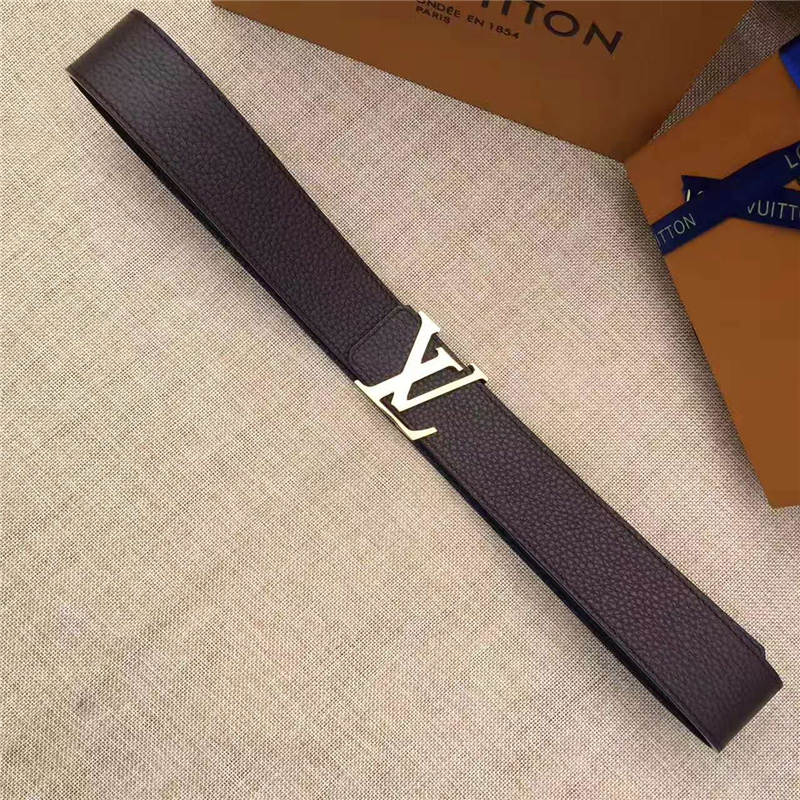 LV皮帶 原單品質 專柜新包裝 進口牛皮 手工縫線 雙面可用 深棕色