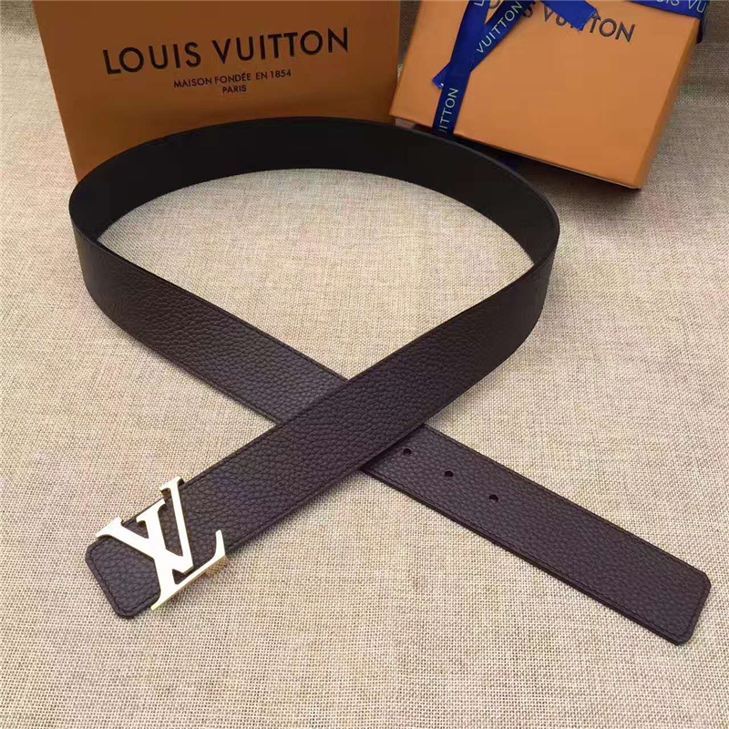 LV皮帶 原單品質 專柜新包裝 進口牛皮 手工縫線 雙面可用 深棕色