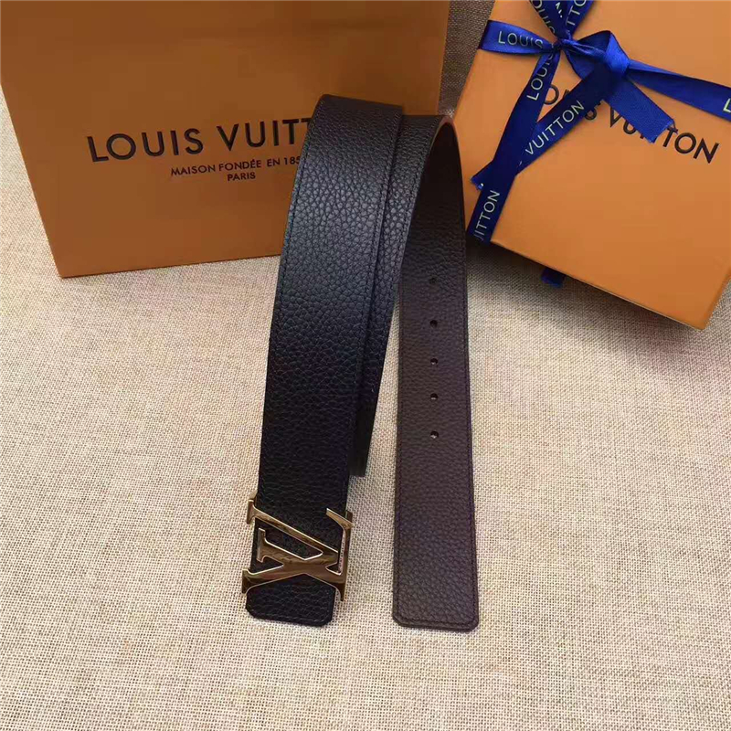 LV皮帶 原單品質 專柜新包裝 進口牛皮 手工縫線 雙面可用 深棕色