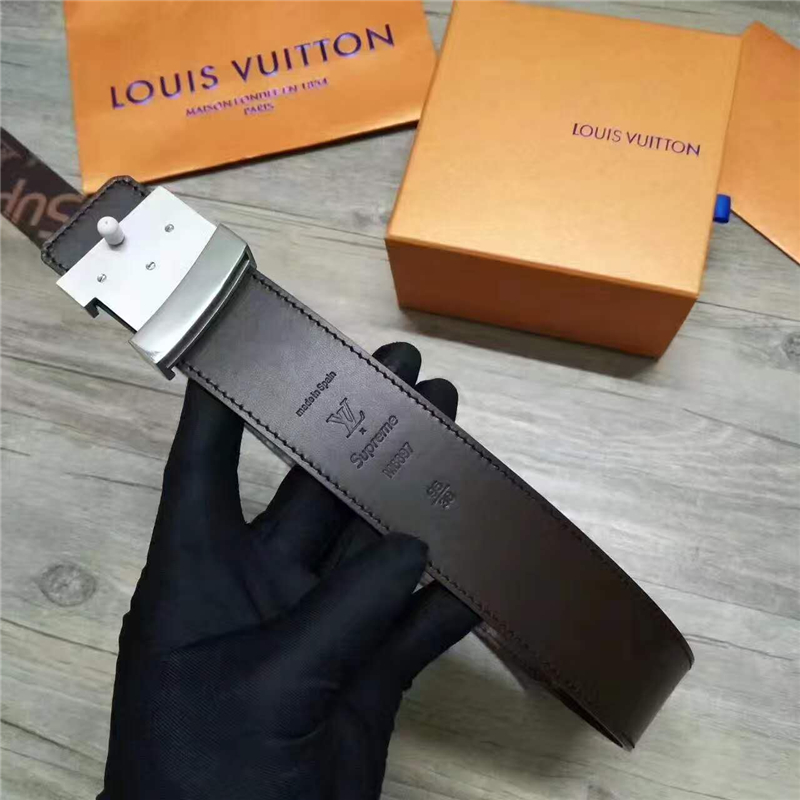 Louis vuitton 路易威登 STAMP 休閑款男士腰帶 啡色銀扣