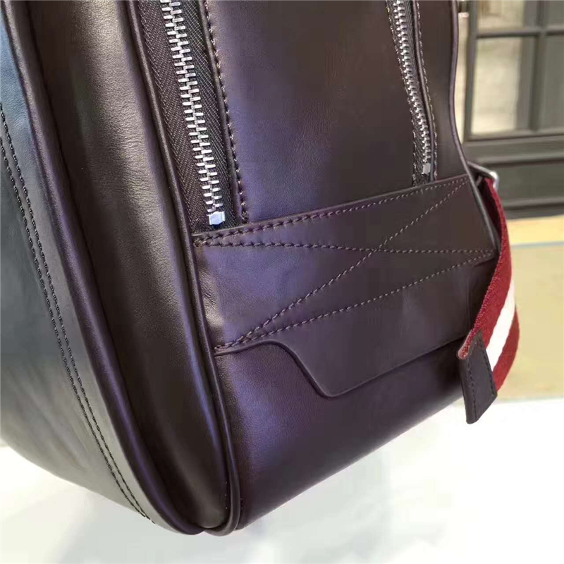 BALLY歐洲裝柜新款 進口牛皮 時尚休閑男士雙肩包 咖啡色