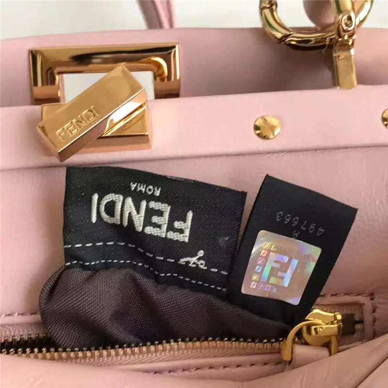 2590 FENDI 芬迪 軟羊皮革手提包 兩個內袋 金屬配件 粉色