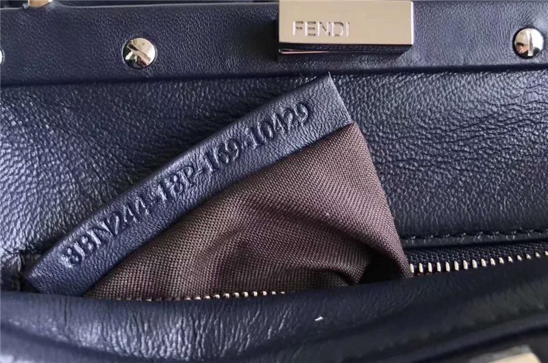 FENDI 芬迪 8773 2107時裝秀款 波紋荷葉邊 小牛皮拼色 單肩手提包 深藍色