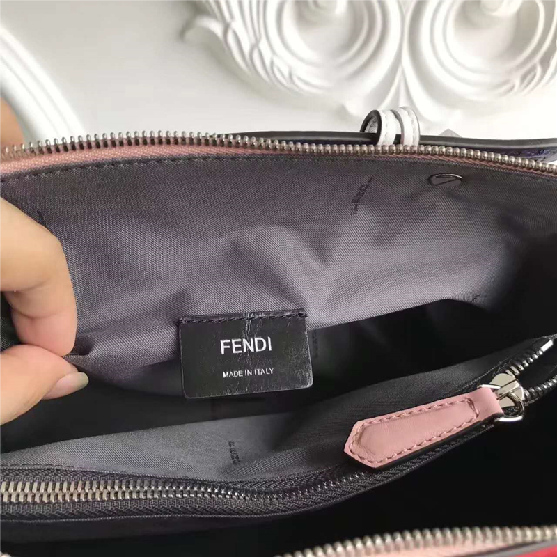 149S FENDI 芬迪 2017新款 柔軟小牛皮 拼色波士頓手提包挎包 紅拼白