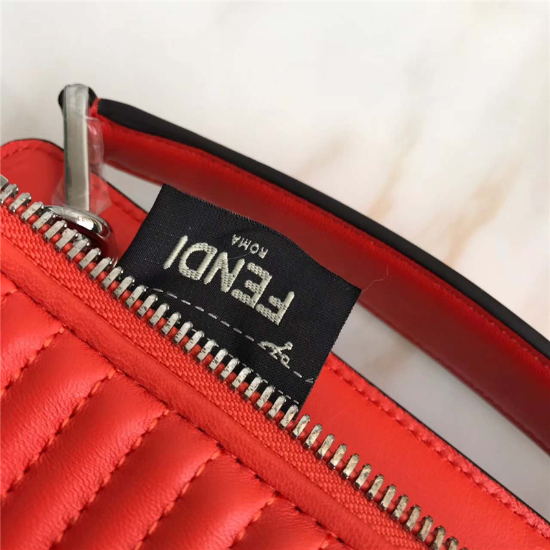 299 FENDI 芬迪 DOTCOM CLICK 時裝秀款 壓紋車縫線 精簡版 手提包肩包 紅色