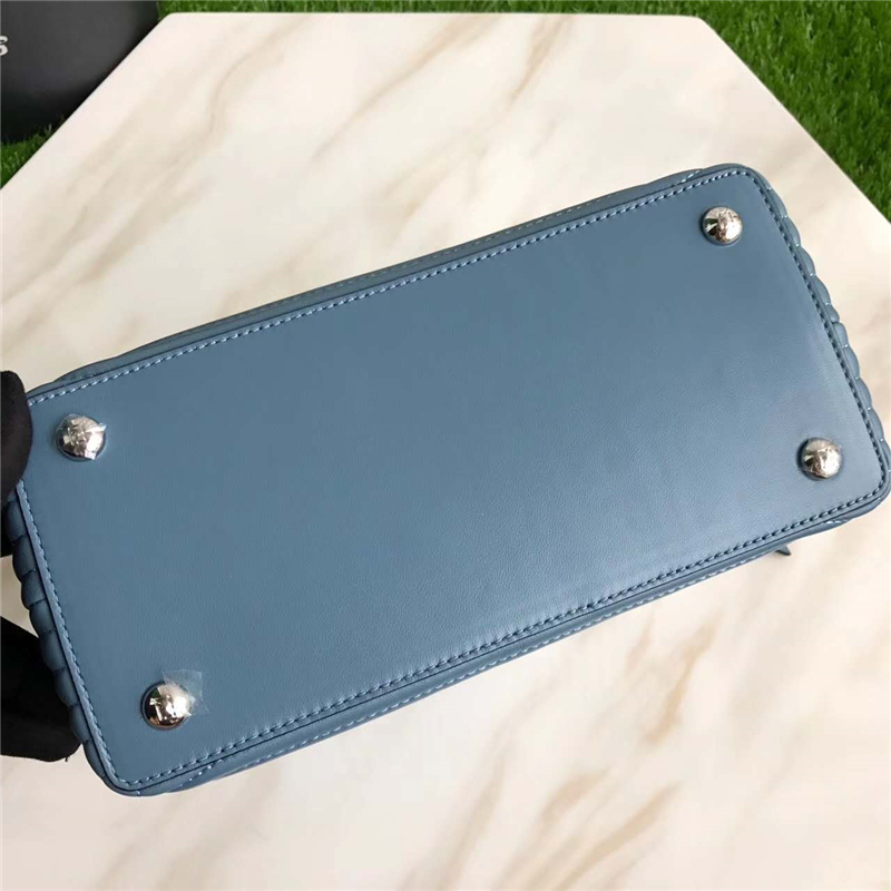 299 FENDI 芬迪 DOTCOM CLICK 時裝秀款 壓紋車縫線 精簡版 手提包肩包 灰藍色