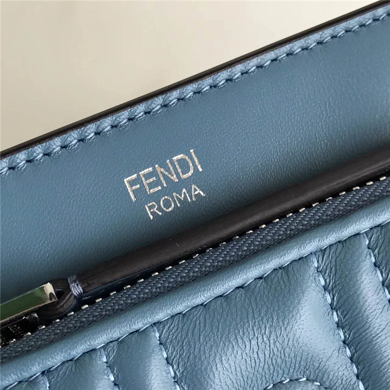 299 FENDI 芬迪 DOTCOM CLICK 時裝秀款 壓紋車縫線 精簡版 手提包肩包 灰藍色