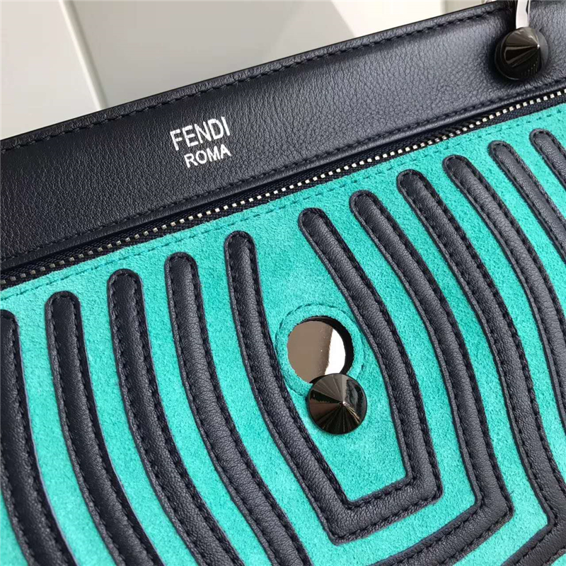 8785 FENDI 芬迪 小牛皮時裝秀款 水波紋 手提斜跨肩包 綠色