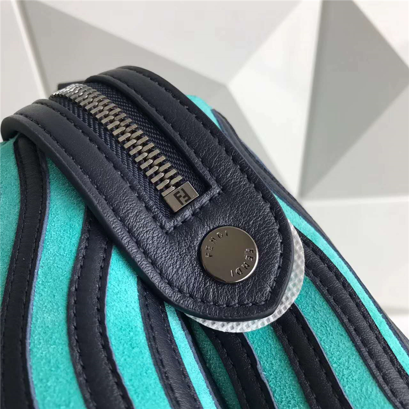 8785 FENDI 芬迪 小牛皮時裝秀款 水波紋 手提斜跨肩包 綠色