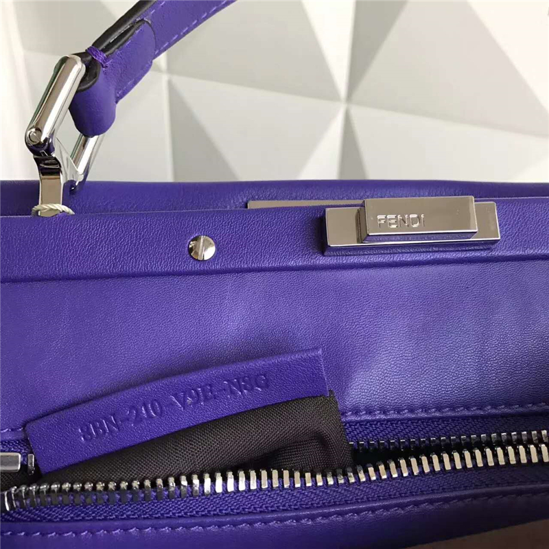 9210M FENDI 芬迪 邊緣編織裝飾 柔軟小牛皮手提包 紫色