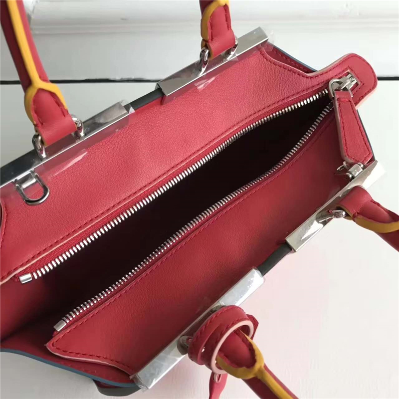 279 FENDI 芬迪 迷你柔軟小牛皮 購物包 彩色毛邊 軟羊革襯里 紅色