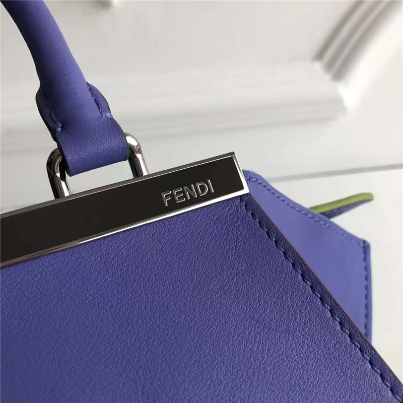 279 FENDI 芬迪 迷你柔軟小牛皮 購物包 彩色毛邊 軟羊革襯里 紫藍色