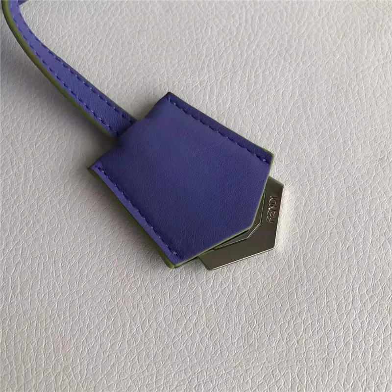 279 FENDI 芬迪 迷你柔軟小牛皮 購物包 彩色毛邊 軟羊革襯里 紫藍色