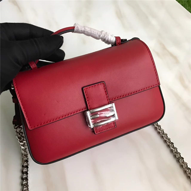 8765B FENDI 芬迪 時裝秀DOUBLE MICRO BAGUETTE 眼睛圖案 鏈條包 紅色