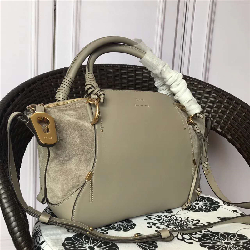 Chloe 珂洛伊 Owen Bag系列 進口牛皮 拼皮單肩斜挎包 Chloe餃子包 大象灰