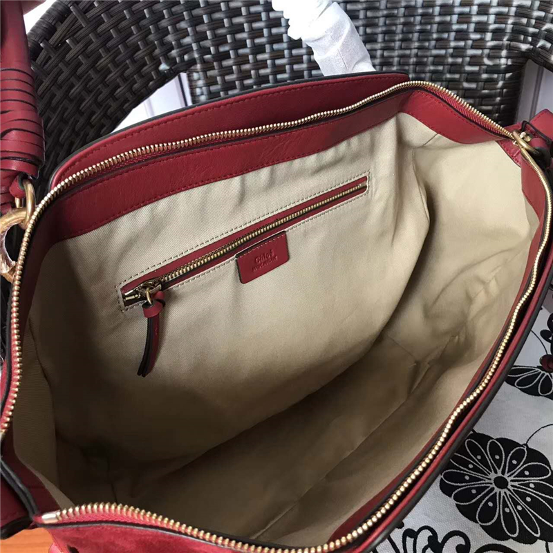 Chloe 珂洛伊 Owen Bag系列 進口牛皮 拼皮單肩斜挎包 Chloe餃子包 紅色