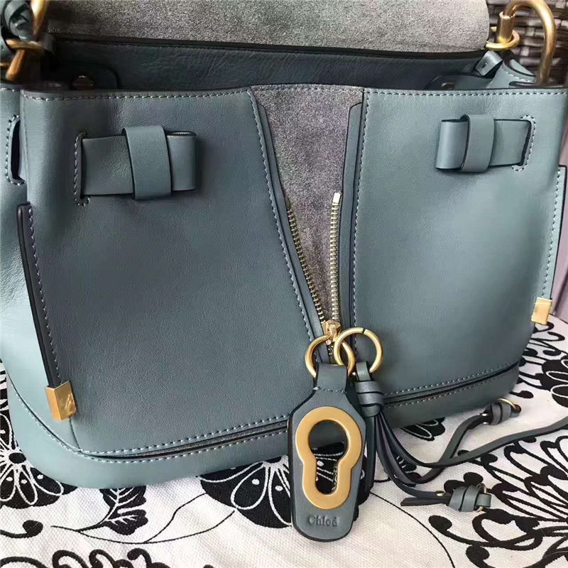 5655 Chloe 珂洛伊 Owen系列 金色鎖扣 進(jìn)口牛皮 拼皮翻蓋包 薄荷綠