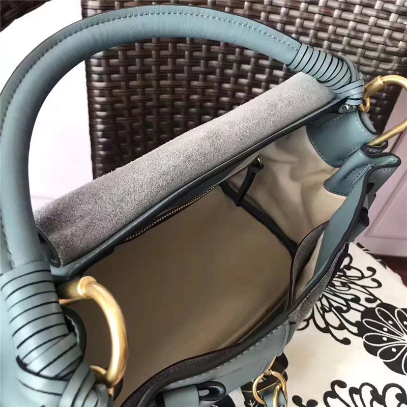 5655 Chloe 珂洛伊 Owen系列 金色鎖扣 進(jìn)口牛皮 拼皮翻蓋包 薄荷綠