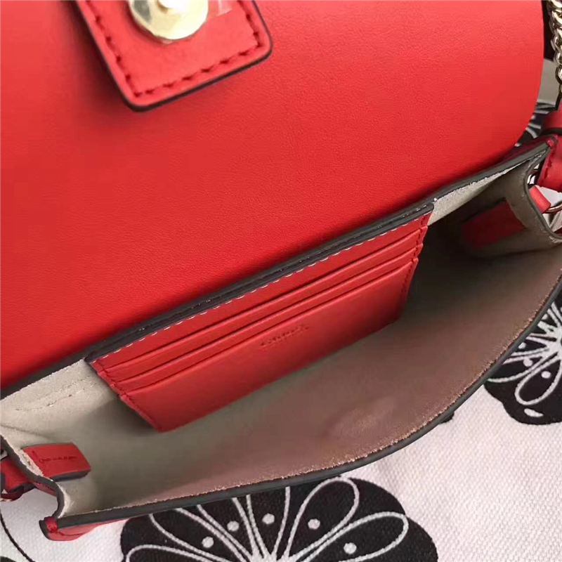 7565 Chloe 珂洛伊 Faye mini 牛皮配磨砂皮 圓環鏈條 單肩斜挎包 紅色