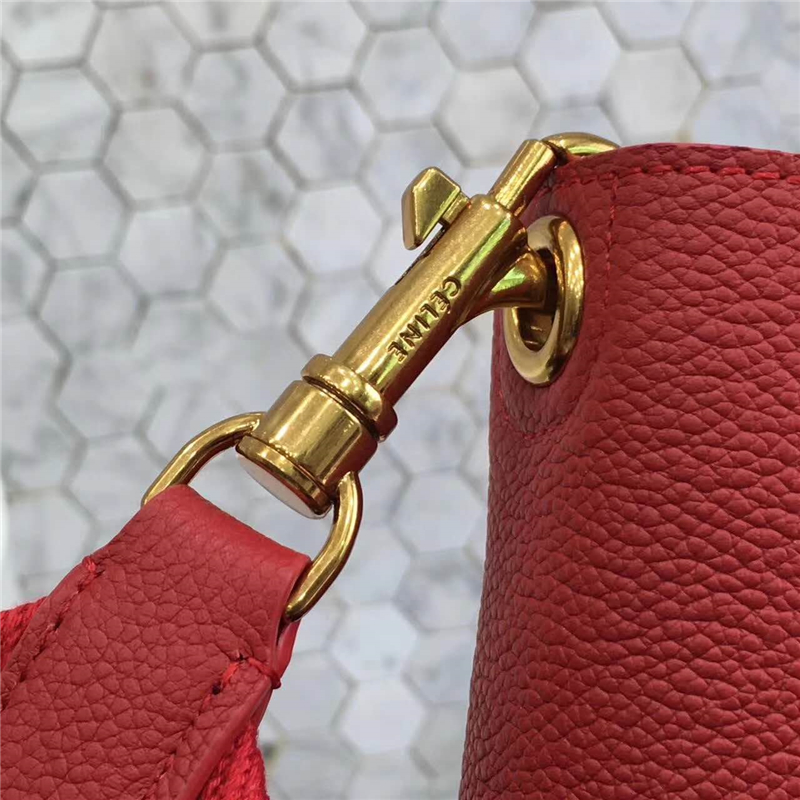 Celine 賽琳 Seau Sangle 真皮荔枝紋 寬肩帶 Sangle水桶包 紅色