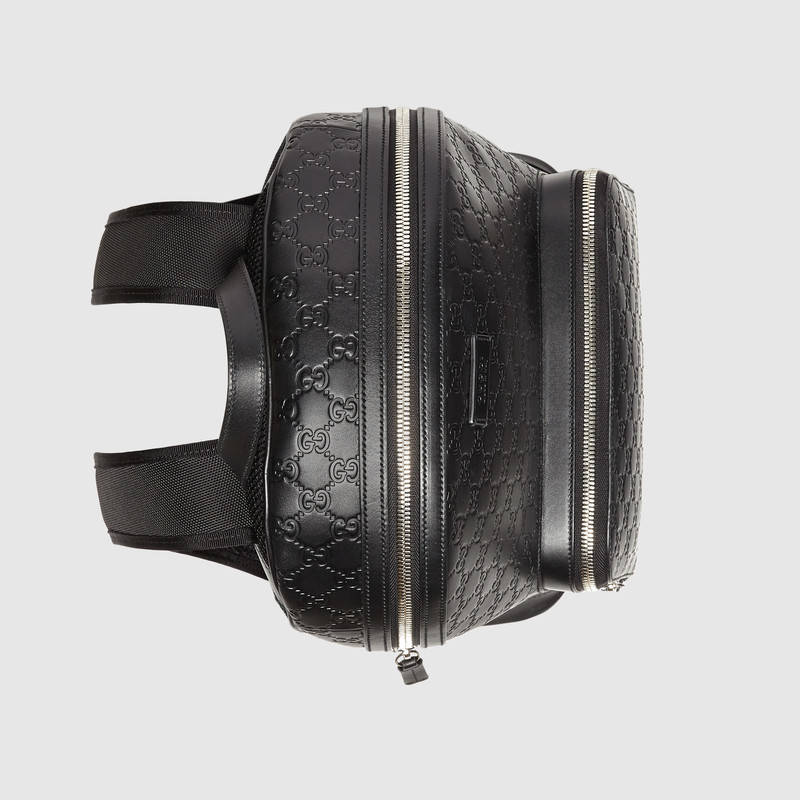 406370 GUCCI Gucci Signature 真皮 雙肩背包 黑色