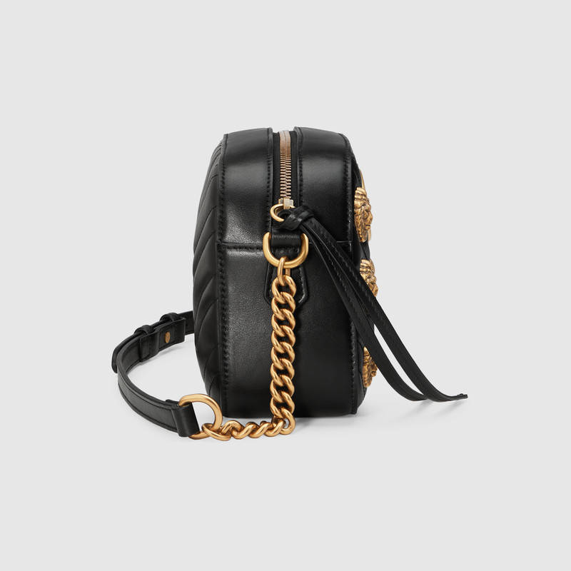 447632 GUCCI GG Marmont系列 動物造型鉚釘 皮革 肩背包 黑色