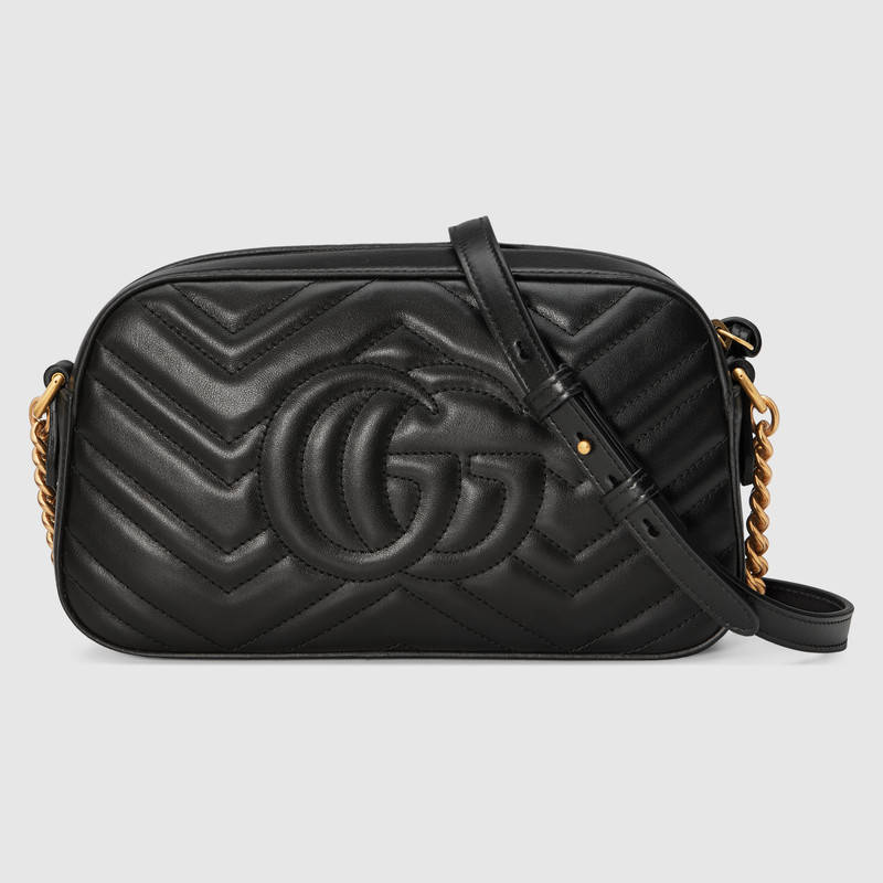 447632 GUCCI GG Marmont系列 動物造型鉚釘 皮革 肩背包 黑色