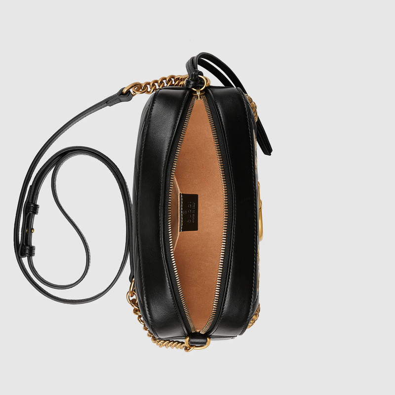 447632 GUCCI GG Marmont系列 動物造型鉚釘 皮革 肩背包 黑色