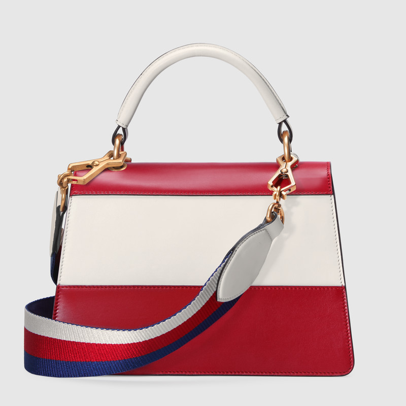 476541 GUCCI Queen Margaret 系列 皮革 手提包 芙蓉紅和白色