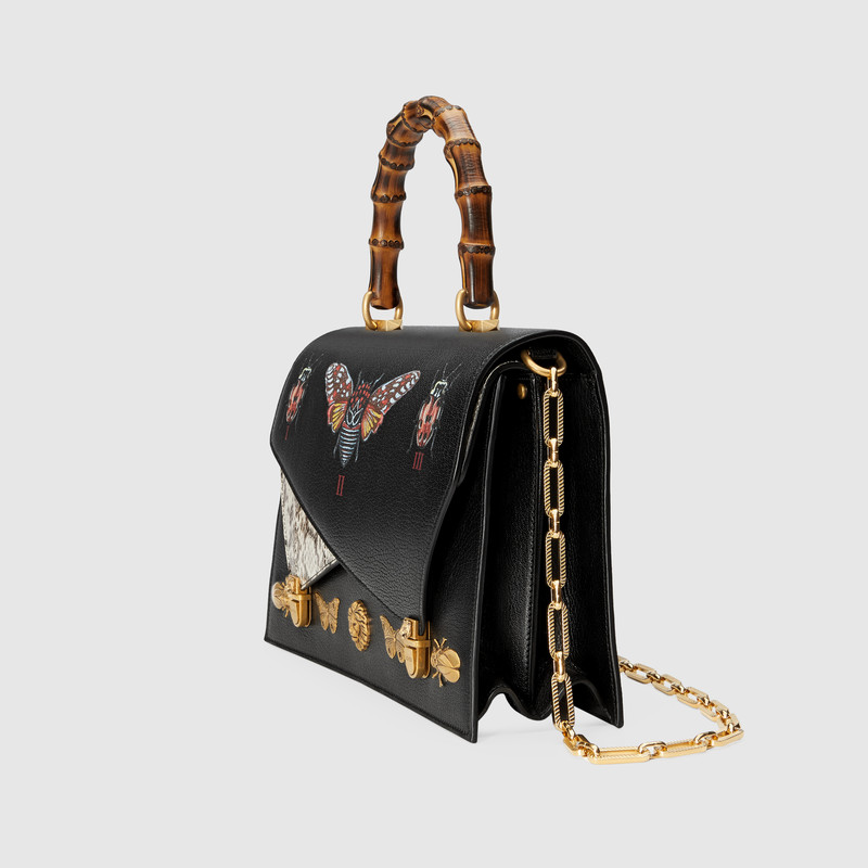 488715 GUCCI Ottilia 系列 小號 皮革 手提包 黑色