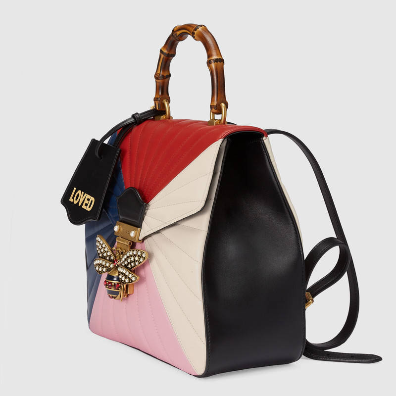 476664 GUCCI Queen Margaret 系列 絎縫皮革 手提雙肩包 彩色豎款