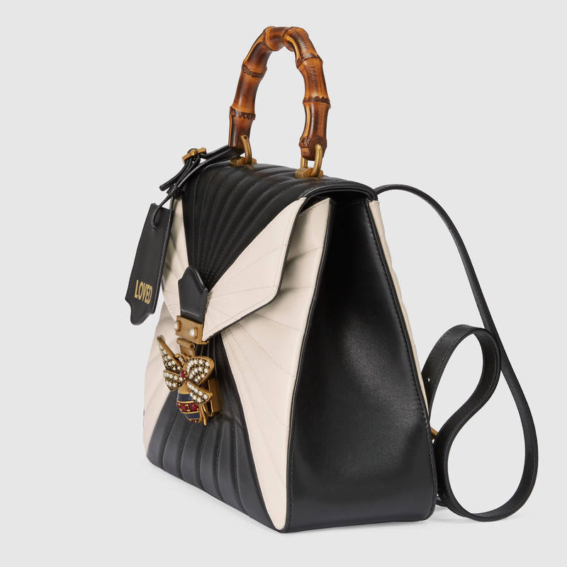 476664 GUCCI Queen Margaret 系列 絎縫皮革 手提雙肩包 黑白豎款