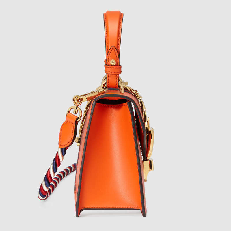 470270 GUCCI Sylvie 系列 皮革 迷你手袋 橘色