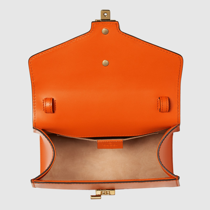 470270 GUCCI Sylvie 系列 皮革 迷你手袋 橘色