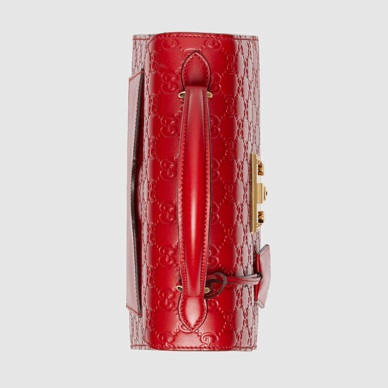453188 Padlock 系列 Gucci Signature 皮革 手提包 芙蓉紅