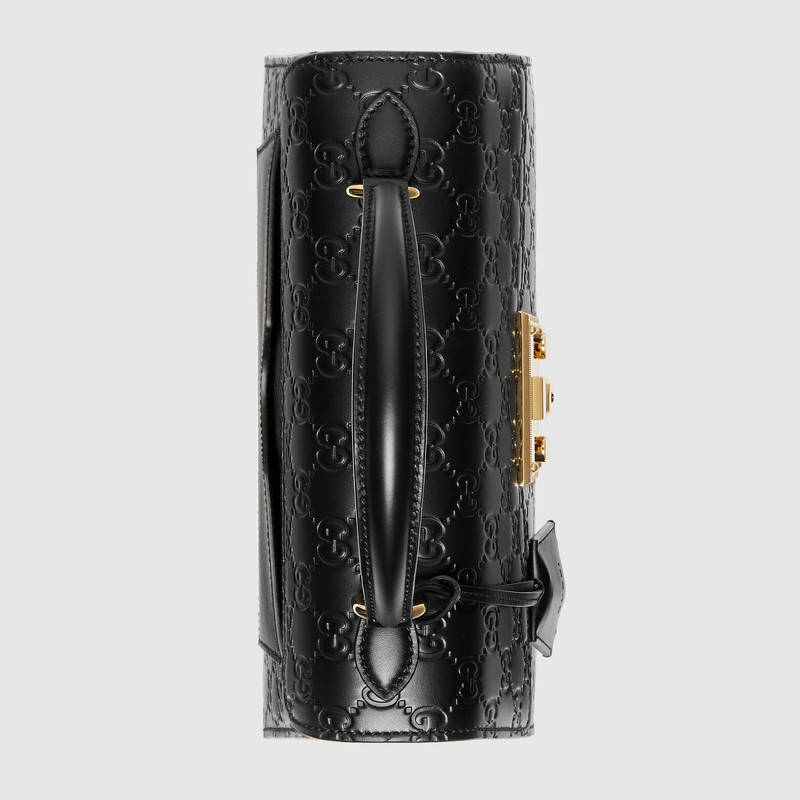 453188 Padlock 系列 Gucci Signature 皮革 手提包 黑色