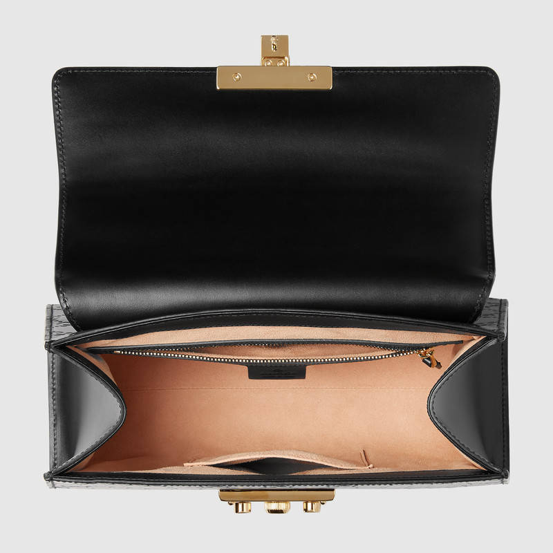 453188 Padlock 系列 Gucci Signature 皮革 手提包 黑色