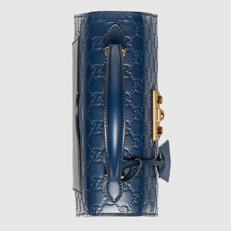 453188 Padlock 系列 Gucci Signature 皮革 手提包 藍色