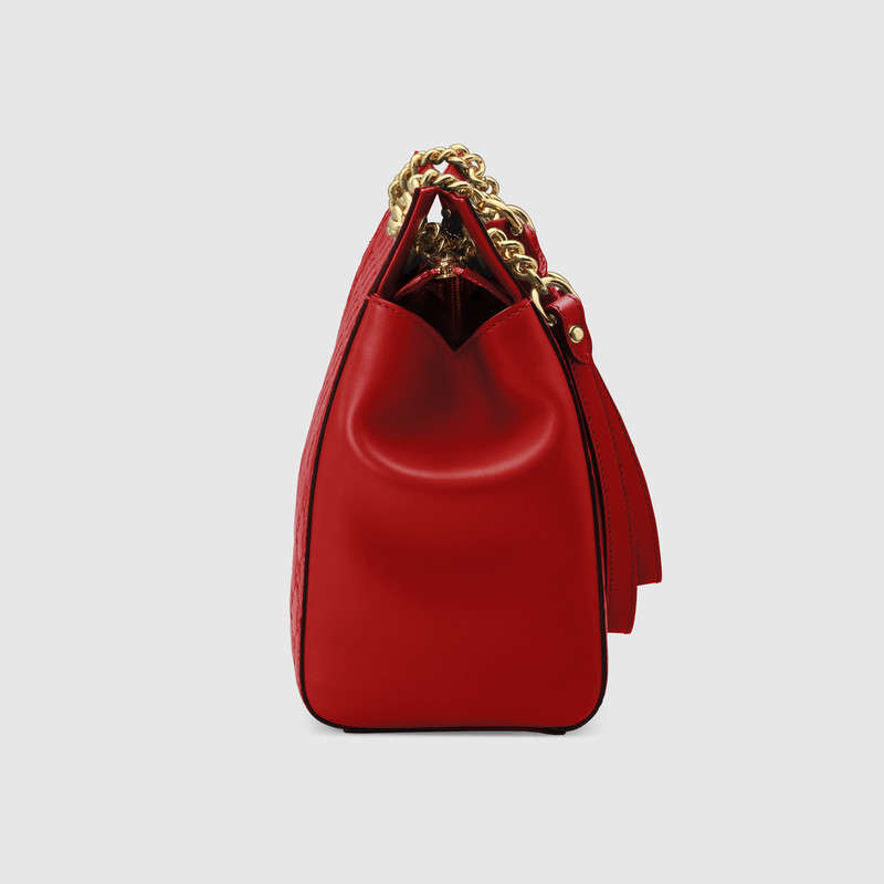 453773 Gucci Signature 柔軟質地 皮革 手提肩背包 芙蓉紅